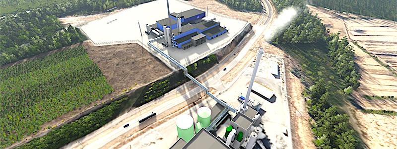 3D-modell av Nordic Ren-Gas-fabriken i Tammerfors. Bild: Nordic Ren-gas