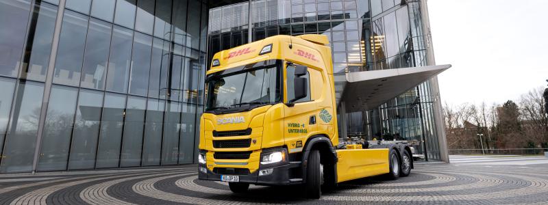 En gemensamt utvecklad Extended Range Electric Vehicle (EREV) testas av Post & Parcel i Tyskland från och med februari 2025 för transporter mellan Berlin och Hamburg Foto: Scania