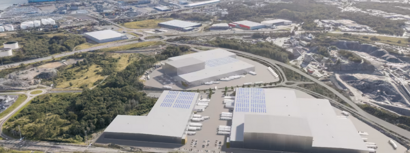 Halvorsäng Logistikparks första etapp startar under våren 2022. Visionsbild: Göteborgs Hamn/Castellum