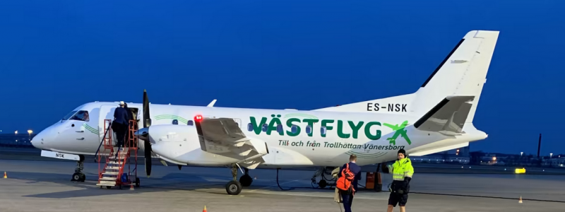 Nypremiär för direktflyget till Bromma från Fyrstads Flygplas. Foto: Trollhättan-Vänersborgs flygplats