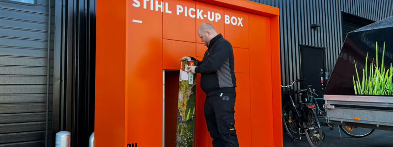 STIHL Norden lanserar sin första pick-up box hos återförsäljaren Gårdsman i Jönköping. Foto: STIHL