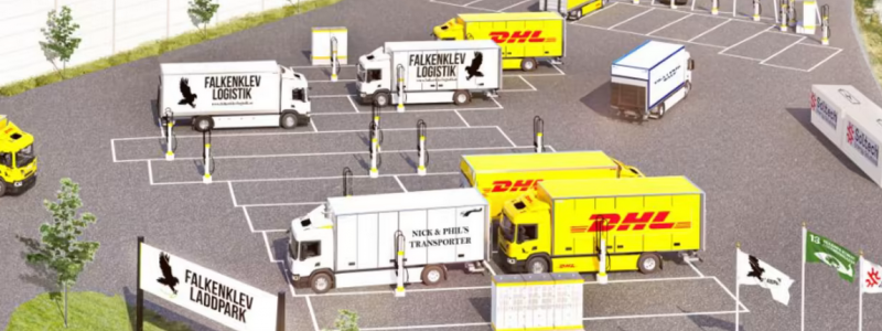 Många laddstationer för lastbilar förutspås behövas längs motorvägstriangeln Malmö-Göteborg- Stockholm-Malmö. Bild: Checkwatt