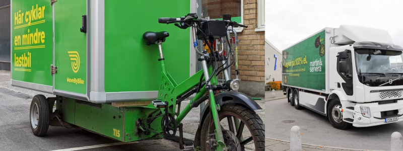 MoveByBikes cyklar har skåp som kan varieras i storlek beroende på vilken volym som ska levereras. Foto: Martin & Servera
