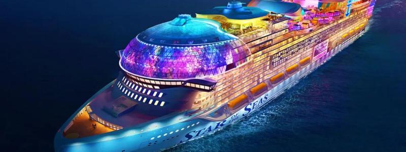 Fartyget har kapacitet att ta ombord 7 600 passagerare och har en besättning på 2 350 anställda från 80 olika länder. Foto: Meyer Group