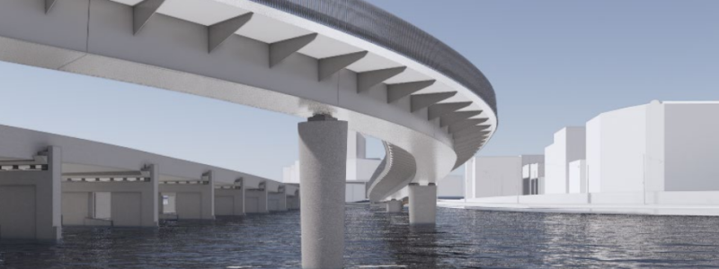 Den nya gång- och cykelbron sedd underifrån. lustration: Foster&Partners