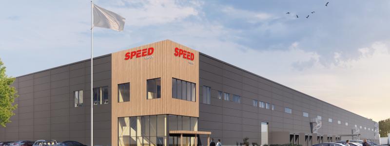 Illustration av den nya logistikanläggning i Göteborg. Illustration: Speed Group