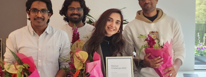 Prajwal Mahesh Palled, Deepak A Bellikatti, Zainab Fatima Bokhari och Aditya Mocherla. Foto: Innovatum Science Park
