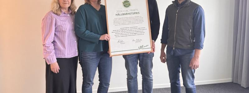 Årets hållbarhetspris delas ut. Foto: LBC Frakt i Värmland AB