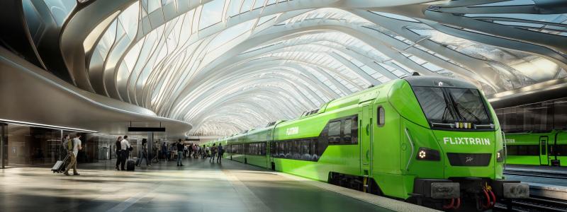 FlixTrain har bekräftat omfattande expansionsplaner för sin tågverksamhet i Tyskland. Bolaget satsar både på en kraftig utökning av fordonsflottan och på att etablera ett rikstäckande linjenät som ska knyta samman landets största städer. Bild: Flixtrain