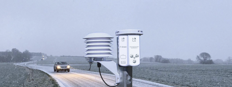 Vägväderstationerna, som drivs på batteri, är uppkopplade till 5G-nätverk. Foto: Peab