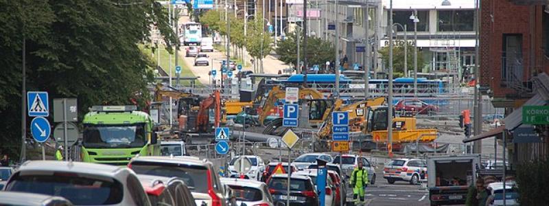Västlänken, byggnation 2020 vid Korsvägen sett från Eklandagatan i Göteborg. Foto: Wikimedia Commons