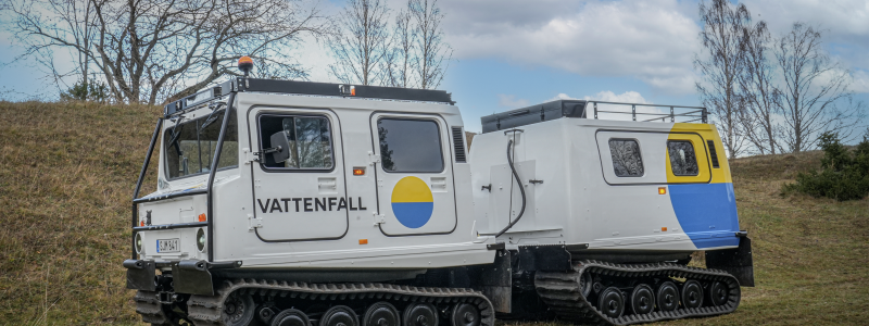 Efter genomförda provkörningar kommer det att genomföras en utvärdering av den elektriska bandvagnen. Därefter vidtar fortsatt utveckling och förbättring av fordonet. Foto: Vattenfall