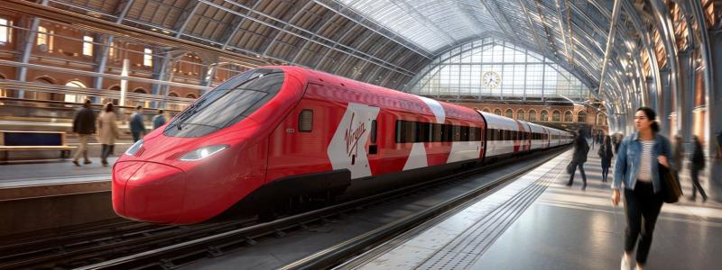 Ökad konkurrens. Virgin startar tågtrafik mellan Storbritannien och EU senast 2030. Illustration © Virgin
