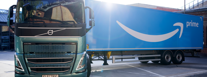 Amazon ersätter motsvarande diesellastbilar med Volvos ellastbilar. Foto: Volvo