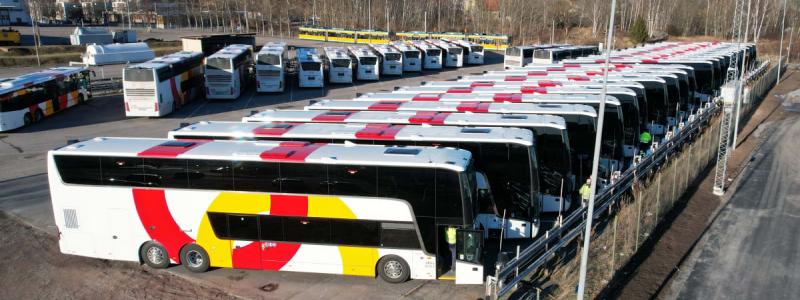 Transdev kommer in i avtalet med 32 nya fossilfria boggibussa. Foto: Transdev