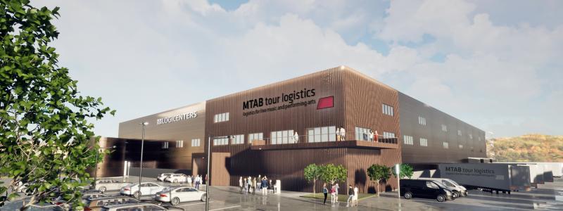 Logistikanläggningen till transportföretaget MTAB fåår en yta på 11 150 kvadratmeter och beräknas stå klar under det tredje kvartalet av 2023. Visionsbild: Logicenters