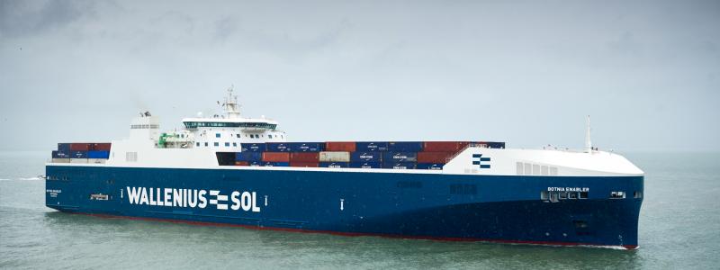 Fartyget Botnia Enabler ökar lastkapaciteten med 300 procent för containers och nästan 100 procent för RoRo-last. Foto: Wallenius Sol