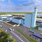 Illustration av RWE:s planerade 850 megawatt stora ”vätgasklara” kraftverk i Voerde i Tyskland. Bild: RWE