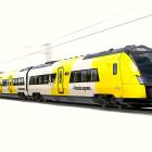 Varje tågsätt blir 165 meter långt och erbjuder 323 sittplatser – en kapacitetsökning på över femtio procent jämfört med dagens fordon. Utöver sittplatser finns utrymme för upp till 650 stående passagerare. Bild: Stadler