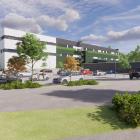 Logicenters firade stomresningen av DEXIS nya anläggning på Rykmentinportinkatu 3 i Tusby. Illustration: Logicenters.