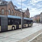 En av Plusbus-projektets nya 25 meter långa BRT-bussar. i Ålborg, Danmark. Foto: Trivector