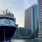 Fortescues ammoniakdrivna fartyg, vid kaj i Canary Wharf i London.
Foto: Andy Pierce/Tradewinds