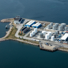 Driftstart av den nya cisternern och kajen planeras till början av 2026. Foto: Wibax