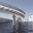 Den nya gång- och cykelbron sedd underifrån. lustration: Foster&Partners