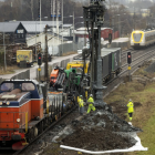 Byte av elkraftsanläggningen på Västra stambanan, Göteborg-Alingsås. Foto: Trafikverket