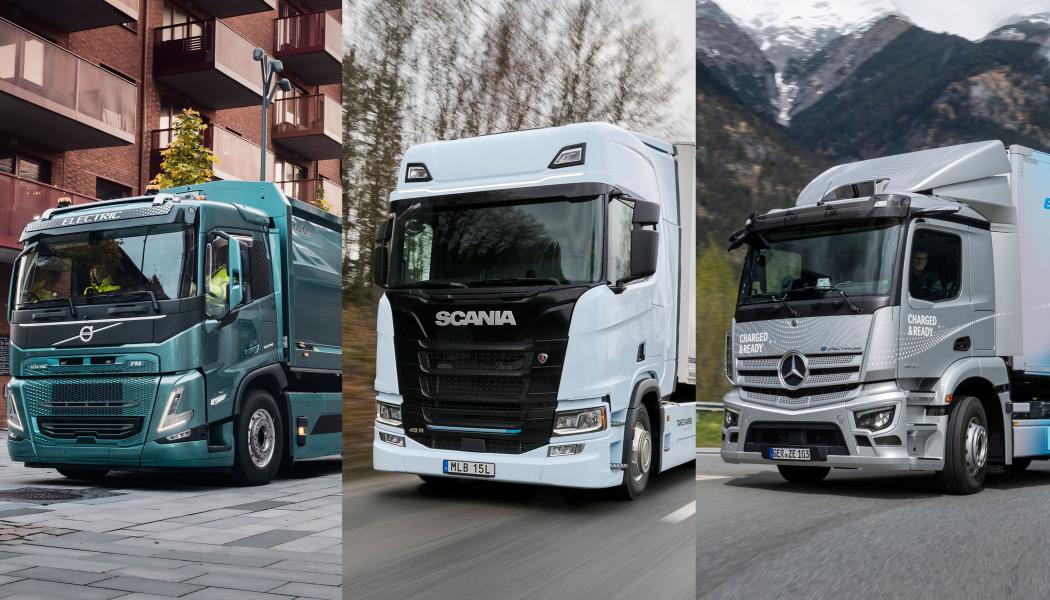 Eldrivna lastbilar från Volvo, Scania och Mercedes-Benz kommer till eComEpo i Stockholm i september. Foto: life