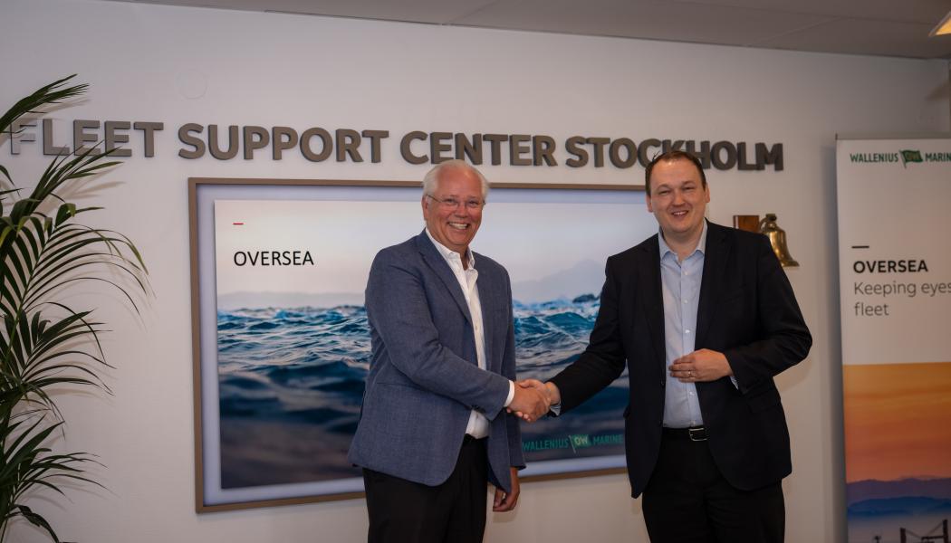 Fr v: Johan Mattsson, VD för Wallenius Marine, och Tomas Arhippainen, Business Line Manager, Marine Service & Digital, ABB:s division Marine & Ports. Foto: Karin Röse, Soya Group.