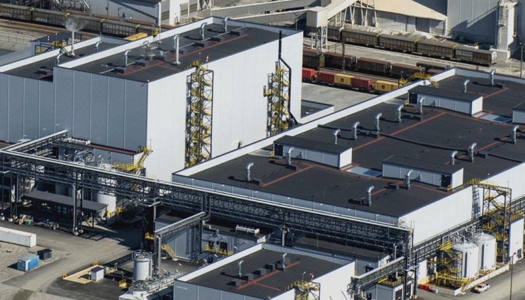 Terrafames batterikemikaliska fabrik från ovan. Foto: Terrafame