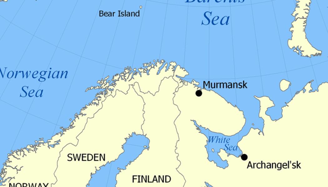  Barents hav. Karta: Wikipedia Common Lic. Kredit: NormanEinstein 