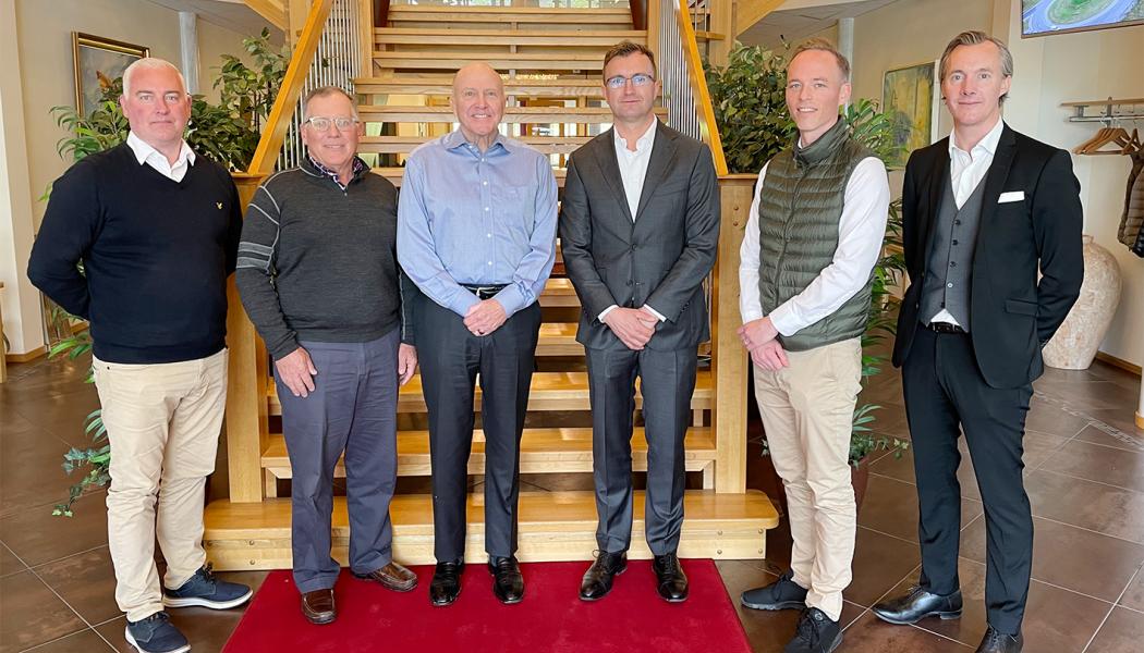 Patrik Lööv-Wallin, Panattoni Sverige, Dudley Mitchell, Panattoni USA, Carl Panattoni, grundare och styrelseordförande Panattoni, Robert Dobrzycki, vd och delägare Panattoni Europa och Indien, Fredrik Jagersjö Rosell, vd Panattoni Sverige och Daniel Andersson, Panattoni Sverige. Foto: Kilenkrysset
