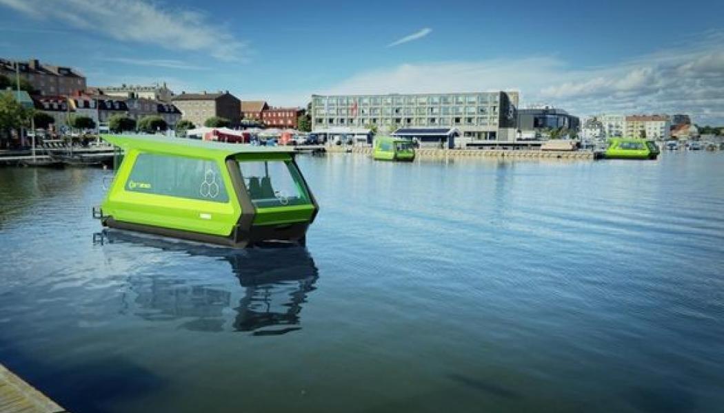 Testkörning av framtidens vattenburna kollektivtrafik. Foto: Blekinge Tekniska Högskola