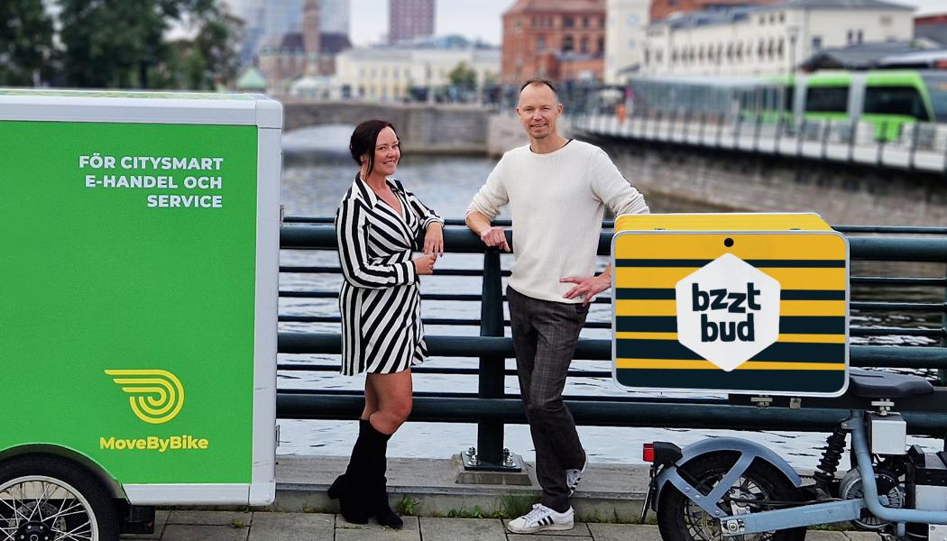 Lisette Hallström, vd för MoveByBike och Sven Wolf, vd för Bzzt. Foto: MoveByBike
