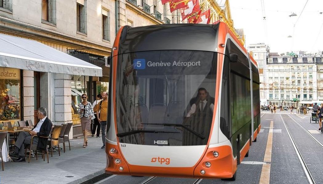I Genève ska de första nya bussarna levereras 2025. Även här pratas det om att fasa ut dieselbussar så att kollektivtrafiken ska vara utsläppsfri 2030. Foto: Hess AG