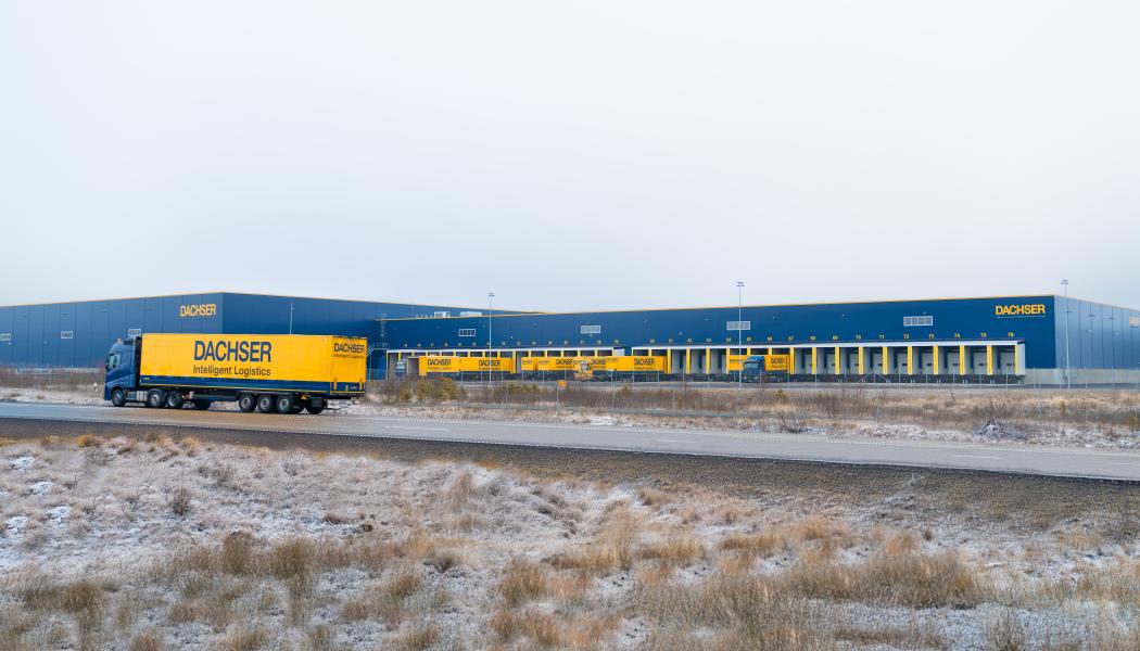 Den nya filialen i Stigamo, söder om Jönköping, öppnar med ett logistiklager på 10 000 kvadratmeter. Foto: Dachser