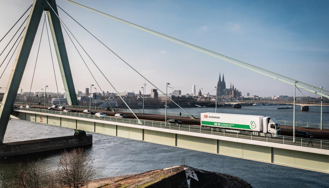 Köln i Tyskland, med sin välutvecklade infrastruktur för tankning av vätgas, lämpar sig perfekt för testet. Foto: DB Schenker