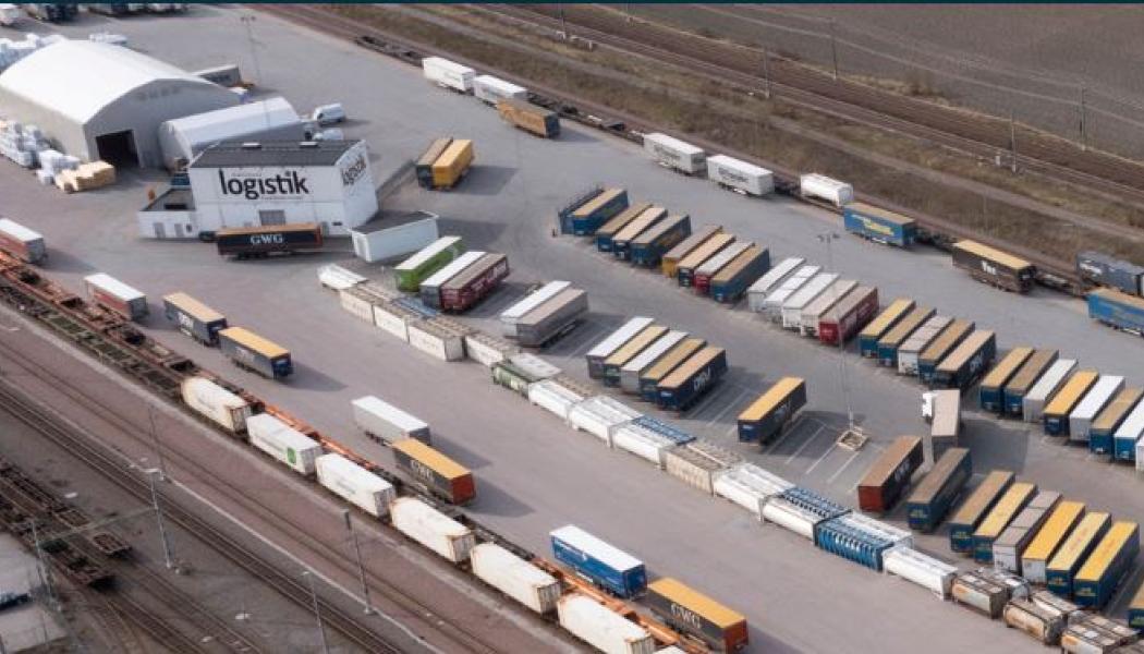 Eskilstuna Kombiterminal är en strategiskt placerad transportnod. Foto: Eskilstuna logistik
