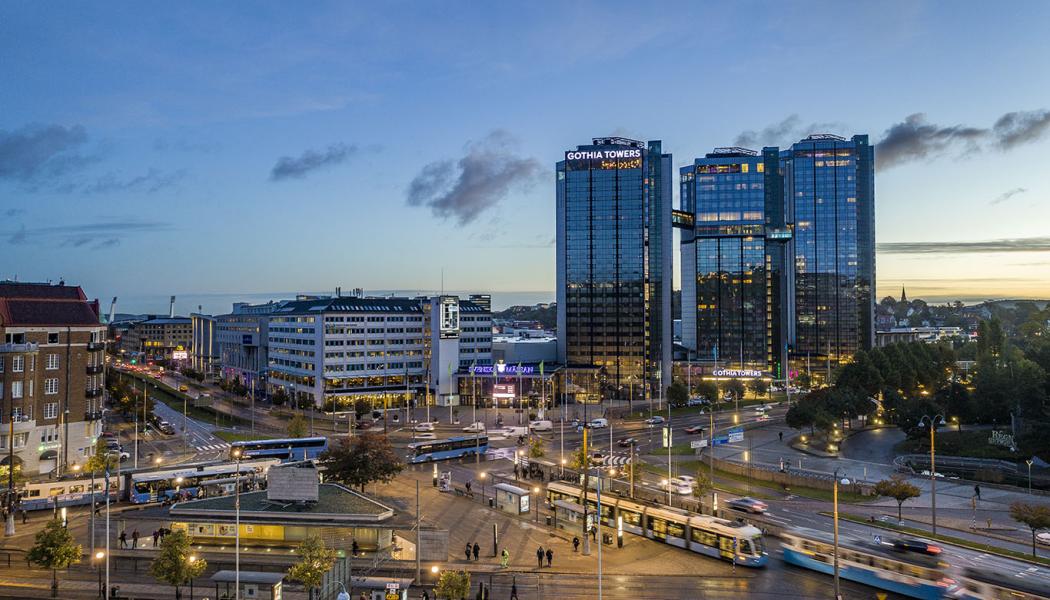 Vy över Korsvägen och Svenska Mässan Gothia Towers. Foto: Svenska Mässan Gothia Towers