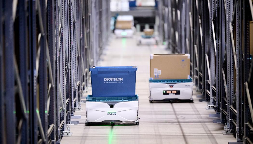 På LogiMAT-mässan i Stuttgart nyligen offentliggjorde franska robotikbolaget Exotec sitt nya program Skyfleet. Foto: Exotec