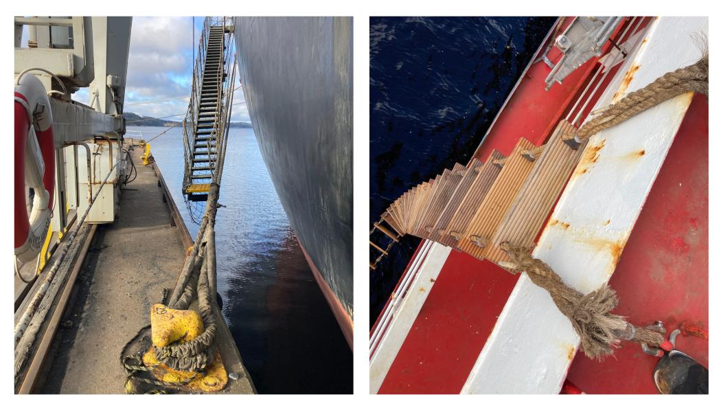 Brister som har upptäckts på fallrep och nödlejdare. Foto: Transportstyrelsen