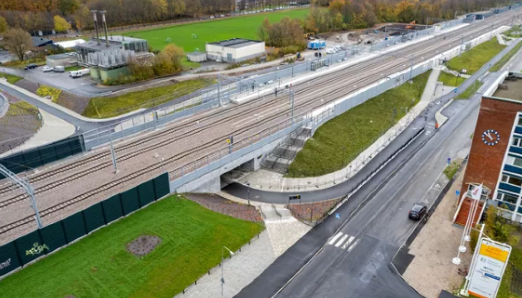 Klostergården station i Lund är en helt ny station som öppnas i samband med tidtabellskiftet Foto: Trafikverket