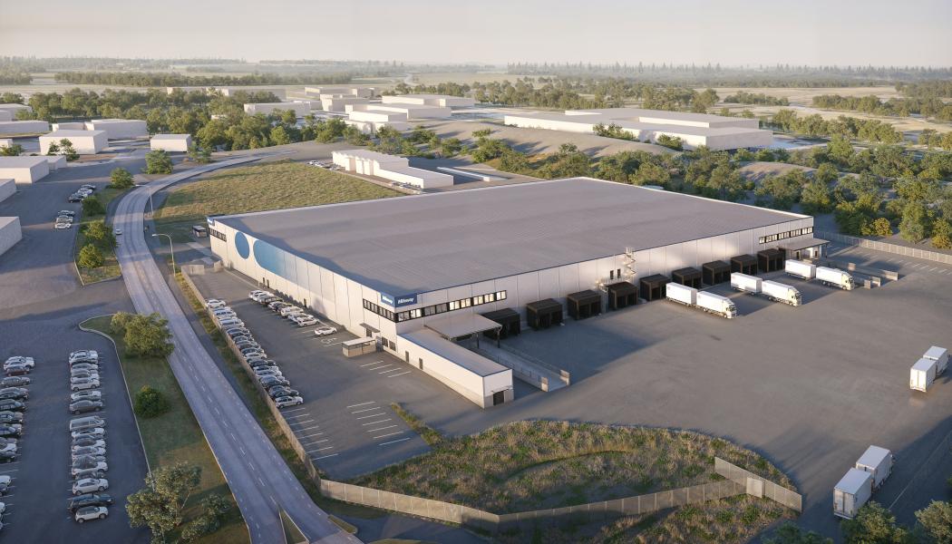 3D-visualisering av den nya logistikanläggningen i Norrköping. Foto: GBJ Bygg