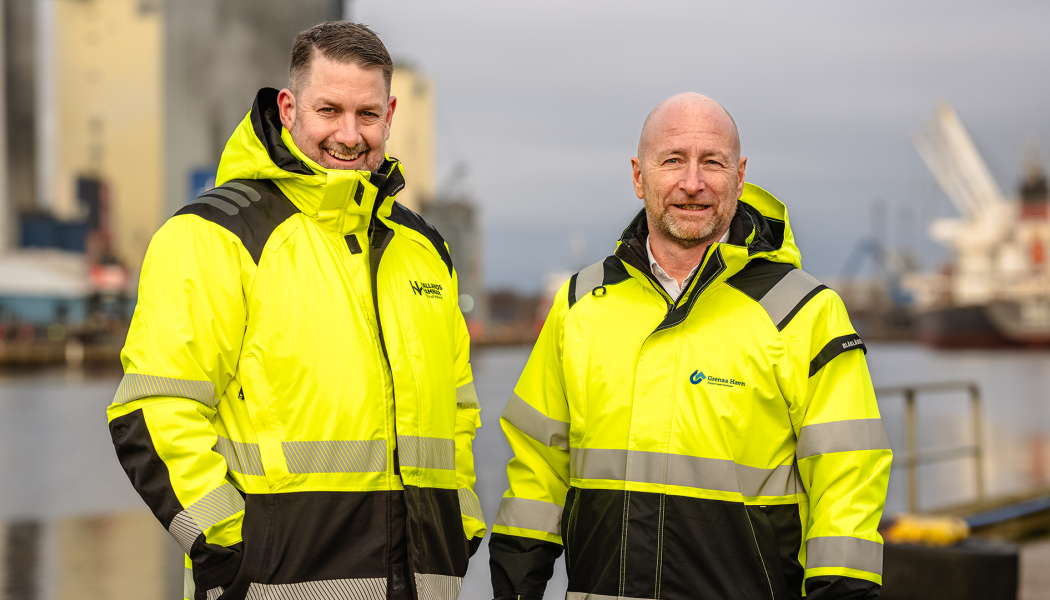 Carl-Henrik Hägg, VD Hallands Hamnar. och Henrik Carstensen, VD för Grenaa Havn. Foto: Hallands Hamnar
