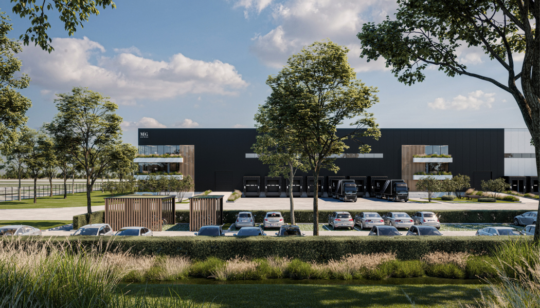 Illustrationen visar den nya lagerbyggnaden på Hacksta industriområde. Foto MG Real Estate