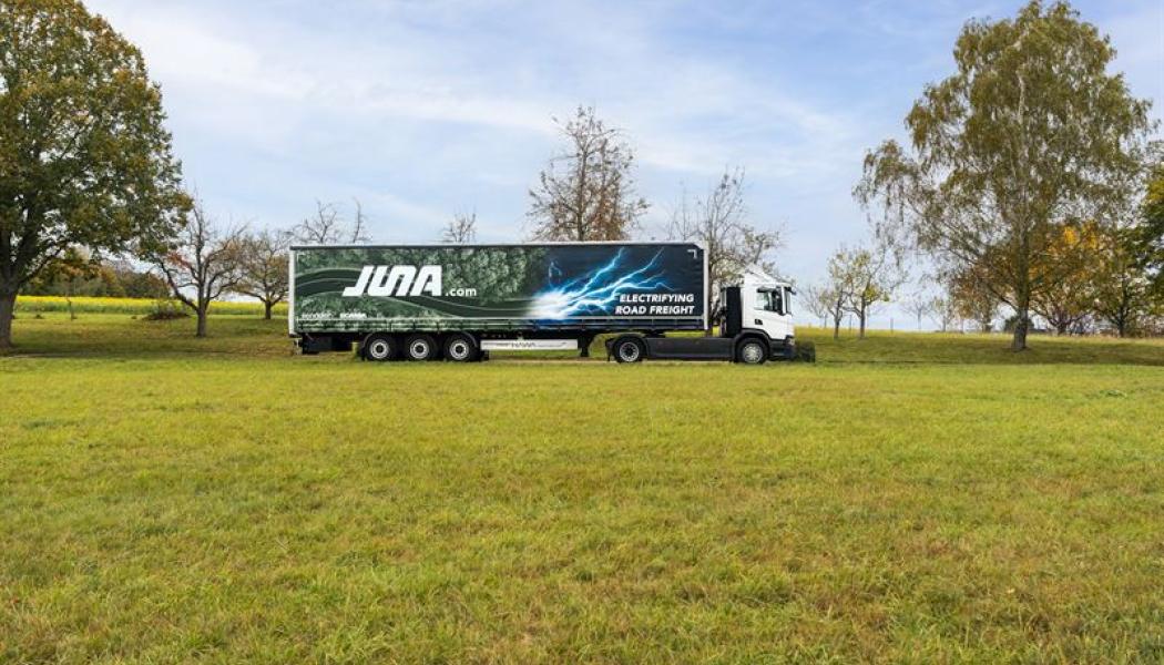 Scania och sennder Technologies GmbH har startat JUNA, ett joint venture-bolag för att bana väg för elektriska lösningar inom vägtransporter i hela Europa. Foto: Scania