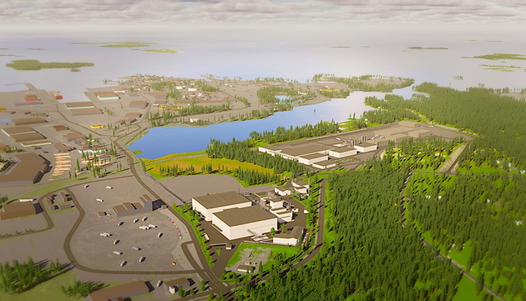Anläggningen för prekursorer till katodaktivt material (pCAM) i Fredrikshamn har hittills utvecklats av CNGR Finland Oy. Nu har Suomen Malmijalostus (Finnish Minerals Group) förvärvat hela aktiekapitalet i bolaget och blev därmed ensam ägare i april 2025. – Efter att vår ursprungliga partner dragit sig ur projektet utvärderar vi nu förutsättningarna för att fortsätta på en ny grund, meddelar bolaget. Målet är att bygga en högteknologisk produktionsanläggning som kan leverera prekursorer till katodaktivt material med en rekordlåg koldioxidavtryck – ett viktigt steg mot mer hållbar europeisk batteriproduktion. Illustration: Suomen Malmijalostus (Finnish Minerals Group)