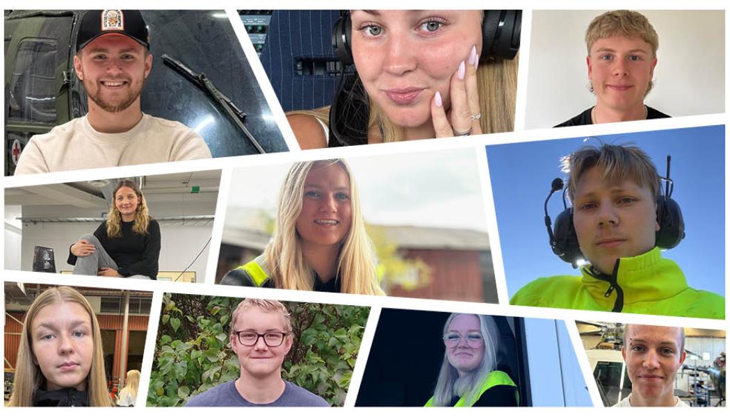 Tio nya ambassadörer delar med sig hur det är att plugga till lastbilsförare eller flygmekaniker. Foto: TYA
